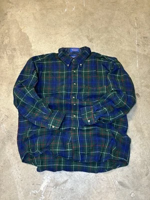 Camisa azul y verde Pendleton de lana a rayas con botones XL Foto 1 de 4