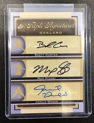 2012 SP Signature Edition Triple Signatures Brett Hunter Max Stassi Jemile Weeks - Image 1 of 2