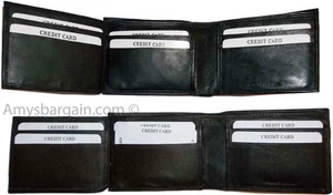 Cartera de cuero para hombre negra marrón billetera plegable 2 ranuras para billetes 9 tarjetas de crédito apace - Imagen 1 de 36