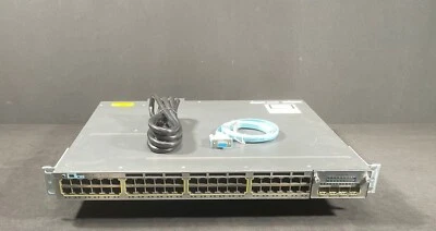 Cisco 3750X WS-C3750X-48PF-S 48 Port  PoE Gigabit Switch w/ C3KX-NM-10G - Image 1 of 4