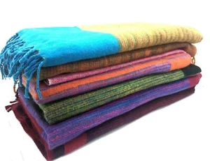 Luxury Ethical Tibetan Yak Wool Shawl Hippy Funky Festival Travel Blanket n370 - Picture 1 of 11