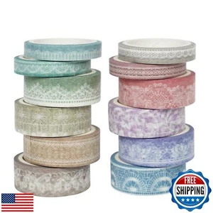 Zellykool Lace Patterns Washi Tape Set 12 Rolls, Decorative Paper Sticker for - Picture 1 of 5