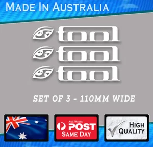 Tool Band style Sticker  3 PACK + Third eye 110mm wide.  VINYL METAL ROCK - Picture 1 of 2