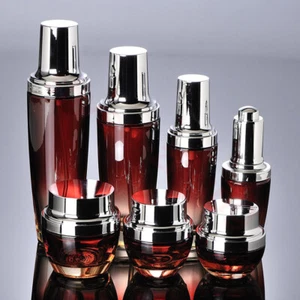 Red Glass High-grade Empty Makeup Face Cream Jar Pot Lotion Emulsion 30ml 50ml - Picture 1 of 16