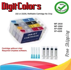 232 232XL Alternative Refillable Cartridge  No Chip for WF-2930 WF-2950 XP-4200 - Picture 1 of 4