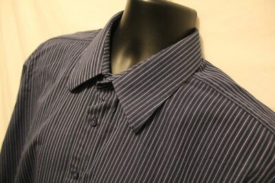 Camisa de vestir Ben Sherman azul a rayas con botones L/S talla 17 32/33 Foto 1 de 3