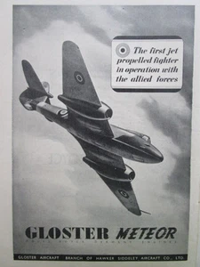9/1945 PUB GLOSTER AIRCRAFT METEOR JET FIGHTER ROLLS-ROYCE DERWENT ENGINES AD - Imagen 1 de 1