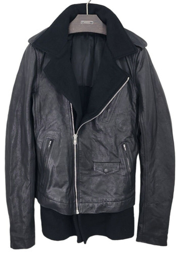 Giacca di pelle RICK OWENS piccola US 38 IT 48 tirapiedi in cashmere RARA!! biker