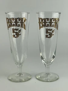 2 Vintage Culver Gold & Glass Novelty 5 Cents Pilsner Beer Glasses - Picture 1 of 1