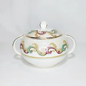 Vintage Covered Sugar Bowl Indian Scroll Barratt's Staffordshire England - Picture 1 of 9
