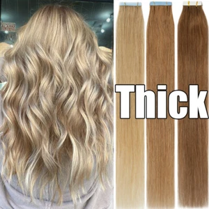 Tape In Hair Extensions Remy Human Hairs Seamless Skin Weft Invisible Baby Light - Picture 1 of 33