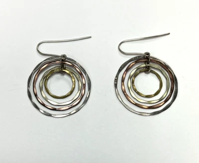 Pendientes colgantes RLM Robert Lee Morris plata esterlina latón cobre círculo Foto 1 de 3