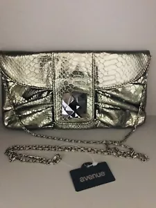Avenue 9633 Evening Ladies Clutch Silver Chained Bag - Picture 1 of 2