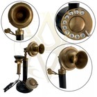 Antique Brass Station Phone Candlestick Telephone Rotary Dial Vintage Home Décor