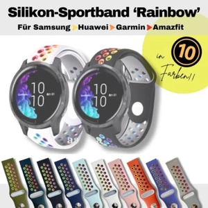 For Samsung Huawei Garmin Amazfit Watch Silicone Strap 20Mm 22Mm ✅ Rainbow - Picture 1 of 33