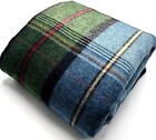 Green Blue Check Lambswool Fabric Remnant Wool Cushions Patchwork, 3.0m x 1.08m
