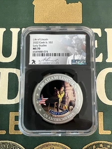 2022 Cook Islands $2 Silver Coin - NGC MS70 - Life of Lincoln - Early Studies - Picture 1 of 2