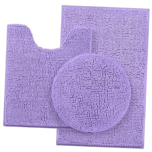 3 Pieces Light Purple Bathroom Rugs Set, Ultra Soft Non Slip Bath Rug and - Picture 1 of 7