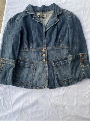 Chaqueta Jean Rampage Años 90 Y2K Blazer Denim De Colección 3 Botones Cuello en V Bolsillos Cuello M Foto 1 de 4