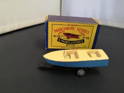 B394-MATCHBOX LESNEY No48A METEOR SPORTS BOAT AND TRAILER WITH BOX. - Image 1 of 4