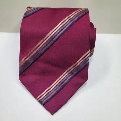 Corbata hecha a mano Valerio Garati para hombre talla única borgoña a rayas seda pura Foto 1 de 2