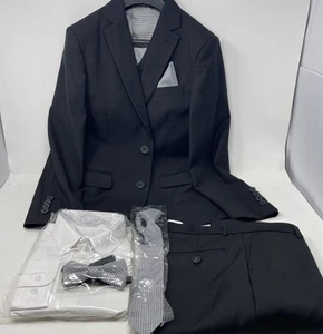 Boys Size 12 Black Formal Suit Set Marvelous Kids Style G2800 Slim Fit Polyester - Picture 1 of 22