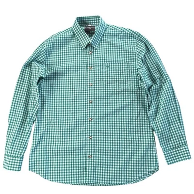 Camicia tradizionale bavarese Krüger Baum verde check stile Dirndl Oktoberfest arrotolabile - Immagine 1 di 4