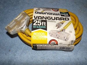 NEW VANGUARD 25 Ft. X 10 Gauge Triple Tap Extension Cord - Picture 1 of 1