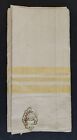 Vintage IRISCHE LEINEN TISCHDECKE mit Etikett HEIDELEDER LEINEN 63x63 gelber Streifen Ecru Neu aus altem Lagerbestand