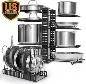 Adjustable Pots and Pans Organizer - 8 Tier Versatile Kitchen Pot Rack for Co... - Picture 1 of 1