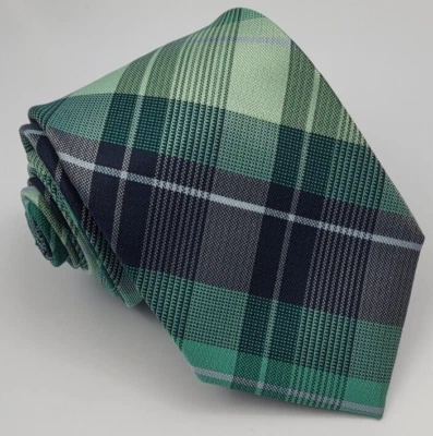 Corbata John Henry Poliéster Verde Azul Gris Cuadros Hombres 58 x 3.25 Foto 1 de 4