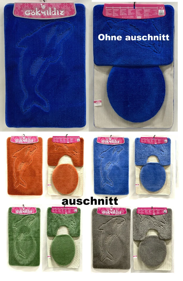 Badgarnitur Badteppich Badezimmergarnitur 3-Teilig Set 85 x 55cm WC Vorleger - Bild 1 von 1
