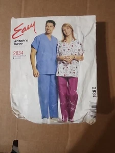McCall's Pattern 2834 Unisex Scrubs Tops/ Pull-On Pants XL/XXL UNCUT 2000 - Picture 1 of 2