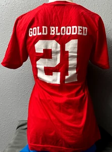 San Francisco 49ers #21 Gold Blooded V-Neck T-Shirt Women's Sz: S Red - Used - Picture 1 of 8