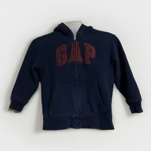 Gap Kinder marineblau Kunstfell gefüttert Full Zip Hoodie Sweatshirt Größe Small (6/7) - Bild 1 von 9