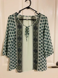 Old Navy Bohemian 3/4 Sleeve Blouse Top Tie Front Womens Size XS - Picture 1 of 11
