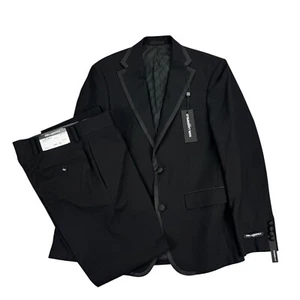 Karl Lagerfeld Mens Acton 2-Piece Tuxedo Modern Fit Suit Black 36R 29W - Picture 1 of 9