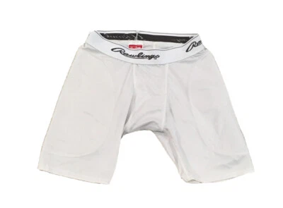 Rawlings Mens Baseball Padded Shorts Size Large White W/Grey Logo Good Condition - Image 1 of 2