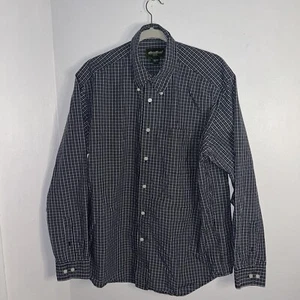 Eddie Bauer Langarm Hemd Herren L blau Baumwolle kariert Button Down Relaxed Fit - Bild 1 von 4