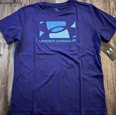 NWT Under Armour YLG Purple/Blue BIG LOGO Short Sleeve Shirt Large - Image 1 of 2