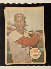 1967 TOPPS PIN UP 5"x7" POSTER INSERT #11 Orlando Cepeda St. Louis Cardinals