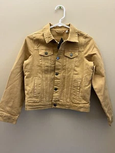 #90 RKIDPIK Youth Mustard Yellow Denim Jacket L 12 Long Sleeve Button Pockets - Picture 1 of 2