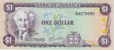 Jamaica 1 Dollar L.1960 (1976) P 59b XF - Image 1 of 2