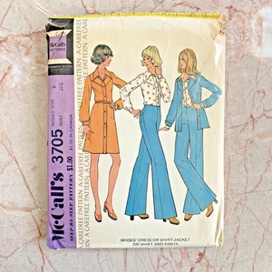 McCalls 3705, 70s Dress/Pant/Jacket, Sz 12/32, COMPLETE, Vintage Sewing Pattern - Picture 1 of 2