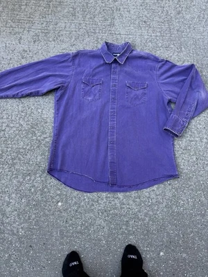 Camisa a presión vintage Wrangler Brushpopper púrpura perla para hombre 2XL 18x36 Foto 1 de 4
