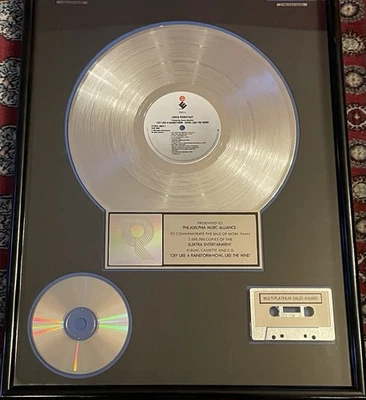 Linda Ronstadt RIAA Platinum Record for Cry Like a Rainstorm  Howl Like The Wind - Image 1 of 4