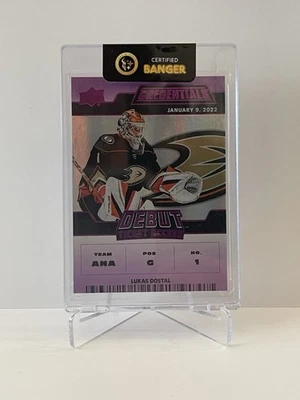 2022-23 UD Credentials - Debut Ticket Access Lukas Dostal Purple /10 Anaheim RC - Image 1 of 2