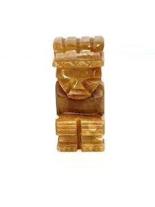 Hand-Carved Amber Marble Pre-Columbian Figurine Sculpture 3.5” Mexico Vintage - Picture 1 of 14