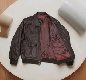 Adler Genuine Leather Vintage Bomber Brown Jacket Size Large - Picture 1 of 8