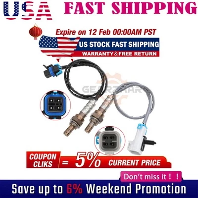 2 件装氧气传感器 O2 上游 + 下游适用于 2006 - 2011 雪佛兰 HHR 2.2L 全新 — 第 1/4 张图片